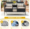 Outdoor Patio 2 Seat Loveseat Set With Built Table Beige