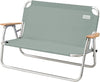 Foldable Aluminum Outdoor Bench with Wood Armrests, Seats Two
