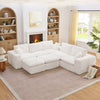 Modern Boucle L-Shaped Sectional Sofa with Two Moveable Ottomans,