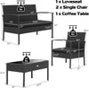 4-Piece Patio Rattan Conversation Set with Glass Coffee Table