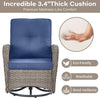 Natural Wicker Swivel Patio Chairs Set with Glass-Top Side Table