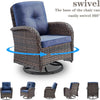 6-Piece Wicker Patio Conversation Set, Brown with Blue Cushions