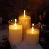 Glass Wax Flameless Effect LED Candles ( Set of 3 )