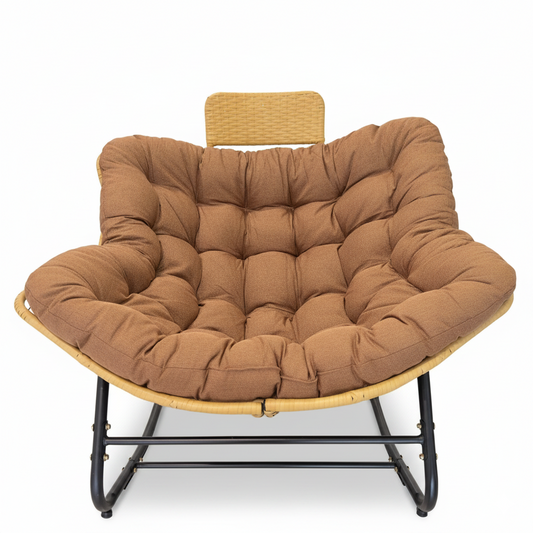 Papasan Rocking Egg Chair with Handwoven Rattan