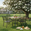 5-Piece Square Patio Dining Set with 37.8-Inch Wood-Grain Table and 4