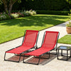 Wine Red Folding Chaise Lounge Chairs, Set of 2