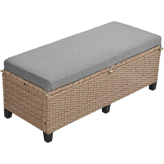 Rattan L-Shaped Patio Sectional — 5-piece outdoor wicker sectional sofa set with cushions