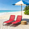 Wine Red Folding Chaise Lounge Chairs, Set of 2