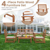 Acacia Wood Outdoor Conversation Set with Cushions, White