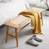 Woven Cane & Oak Dining Bench