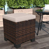 2 Piece Wicker Outdoor Ottomans With Cushions