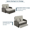 Wicker Double Chaise Lounge — two-person reclining wicker loungers with cushions and middle table