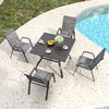 5-Piece Patio Dining Set with Wood-Grain Table, Umbrella Hole and 4