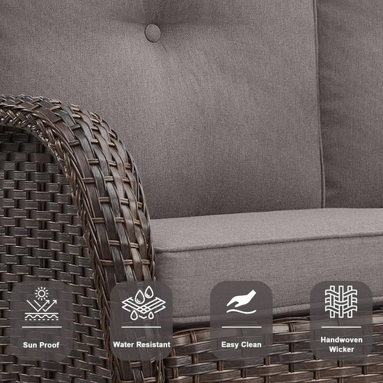 6 Piece Outdoor Patio Conversation Set Brown Wicker-4
