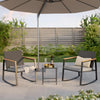Outdoor Rocking Bistro Set With Cushions And Glass Table