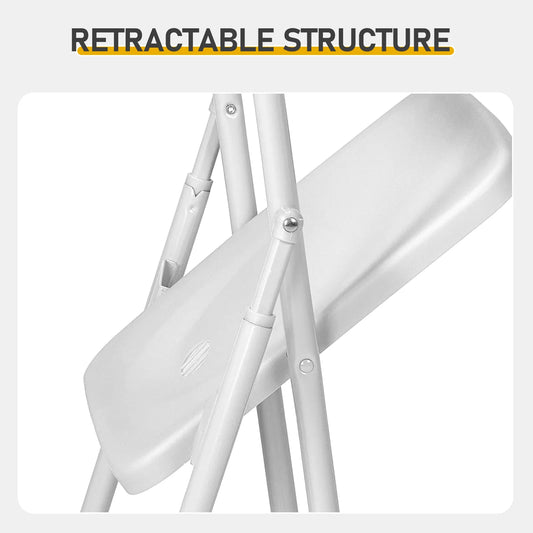 Plastic Folding Chairs, White — Set of 10