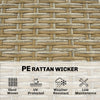 Wicker Bar Set — 5-piece with slatted acacia bar table and four cushioned wicker barstools