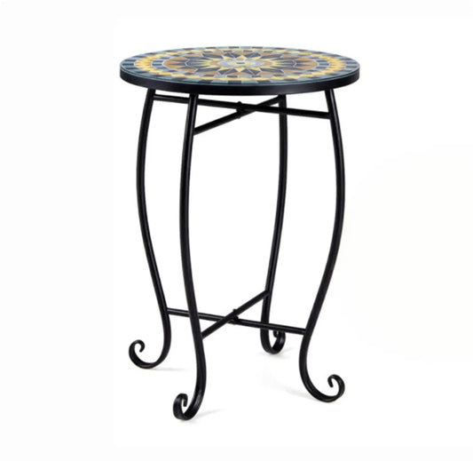 14" Metal X-Base Side Table & Plant Stand - Yellow