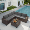 Outdoor 6-Piece Wicker Sectional Sofa Set with Cushions