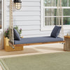 Acacia Wood Porch Swing Chair, Gray, with Cushioned Seat for Patio