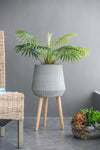 Cement & Wood Indoor & Outdoor Plant Stand, 14.6 × 28 in