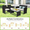 Rattan Outdoor Patio Furniture Set, 4-Piece, White Cushions