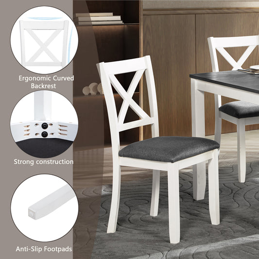 Solid Wood 7-Piece Dining Set with 6 X-Back Chairs