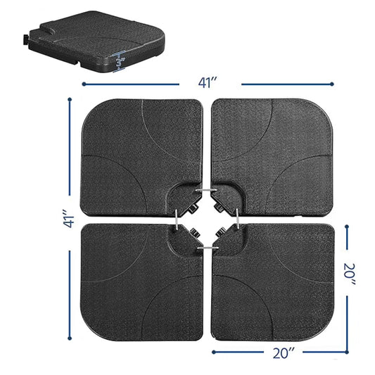 130 lb Fillable Cantilever Patio Umbrella Base, Square 4-Piece