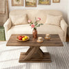 Rustic Brown Geometric Coffee Table, 37.5"