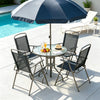 Black & Coffee 6-Piece Patio Dining Set for 4 with Umbrella