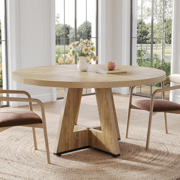 Premium Quality Oak Circular Dining Table Pedestal-2
