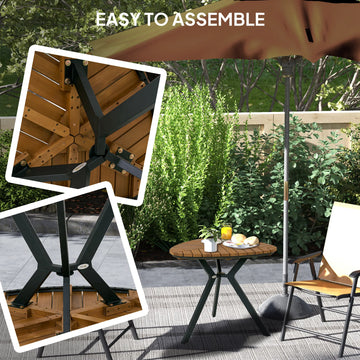 Slatted Acacia Outdoor Dining Table with Steel Legs