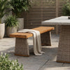 Acacia Wood Bench with Handwoven Rattan Legs