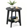 2-Tier Eucalyptus Wood Outdoor Side Table, Black