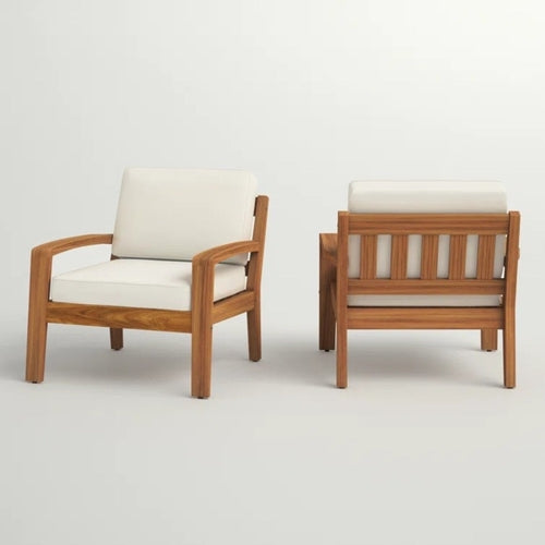 Garden Club Chair Set — Solid Acacia Wood, 2 Pieces