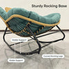 Papasan Oversized Egg Rocking Chair with Rattan Head Pillow, Green