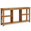Long Solid Wood Console Table with Adjustable Shelves
