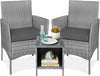 3 Piece Outdoor Wicker Bistro Set With Side Table-0