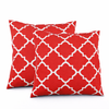 2 Pack Outdoor Throw Pillows, Waterproof & Fade-Resistant Patio Cushions For Garden, Porch, Poolside Furniture - Soft & Comfortable Decorative Pillow Covers 18x18 Inch, Plaid Red