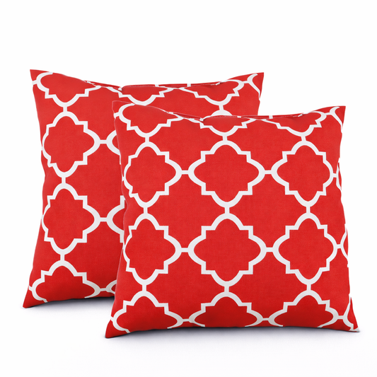 2 Pack Outdoor Throw Pillows, Waterproof & Fade-Resistant Patio Cushions For Garden, Porch, Poolside Furniture - Soft & Comfortable Decorative Pillow Covers 18x18 Inch, Plaid Red