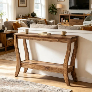 Rustic Long Console Table with Adjustable Feet