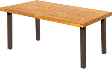 Dining Table For 6 Acacia Wood Indoor Outdoor Iron Legs