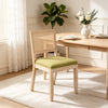 Cane Back Rattan Dining Chairs, Set of 2 — Olive Green