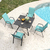 5-Piece Patio Dining Set with Wood-Grain Table, Umbrella Hole and 4