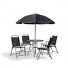 Black & Coffee 6-Piece Patio Dining Set for 4 with Umbrella