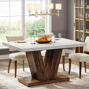 47" White Oak Dining Table with Heavy Pedestal Base