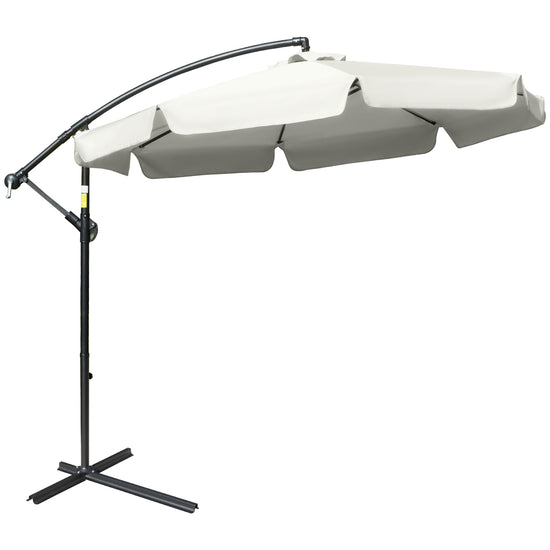 Cantilever Banana Parasol — 2.7m with Cross Base, Cream White