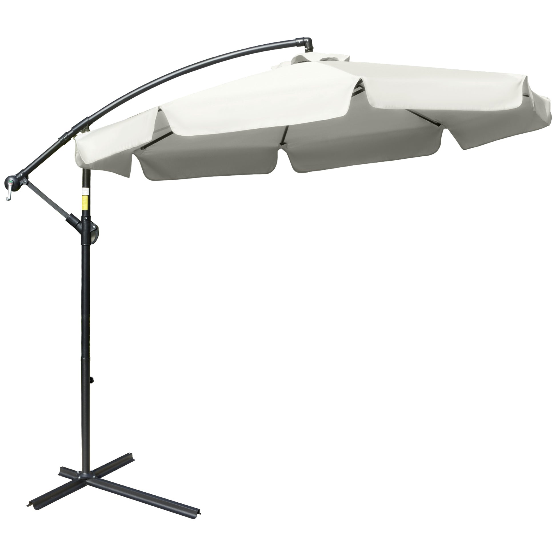 Cantilever Banana Parasol — 2.7m with Cross Base, Cream White