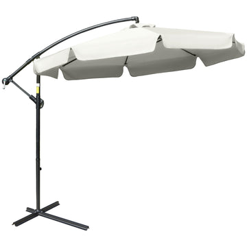 Cantilever Banana Parasol — 2.7m with Cross Base, Cream White
