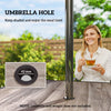 Square Outdoor Dining Table with Umbrella Hole & Shelf — Seats 4, Gray